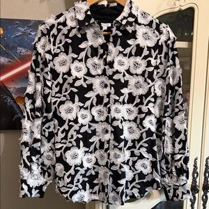 Chico’s Floral Black and White Shirt